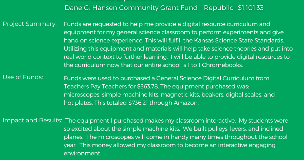 USD109 Science Equipment